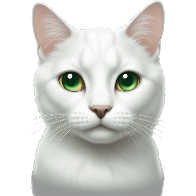 White cats with black dot on forehead and dark green eyes  emoji