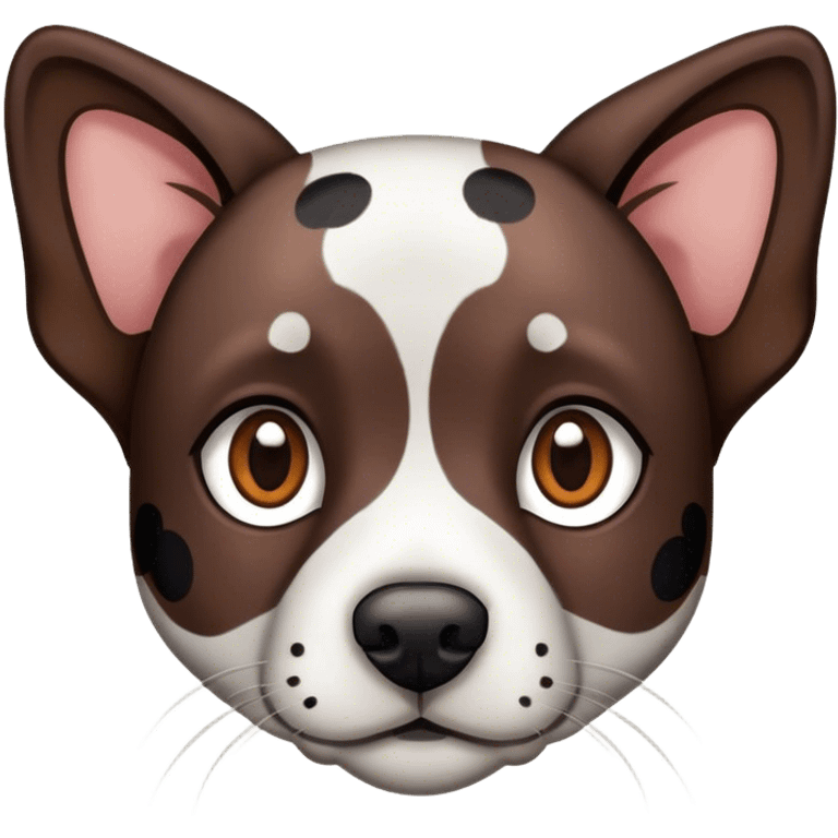 Dark brown Catahoula dog w black spots  with brown eyes emoji