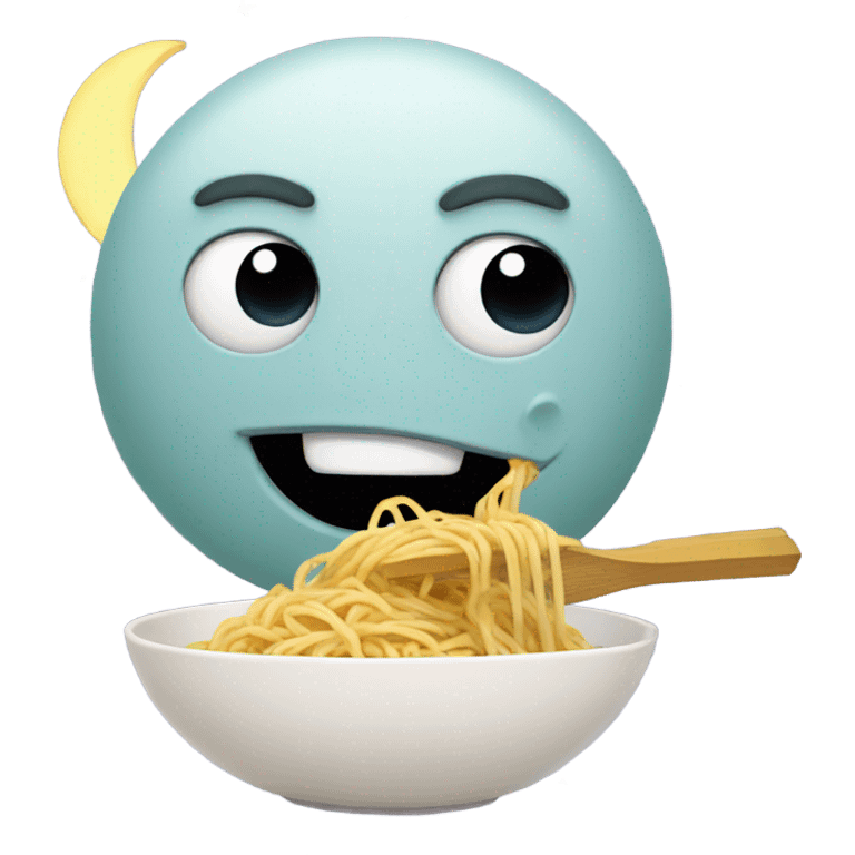 Moon eating spaghetti emoji