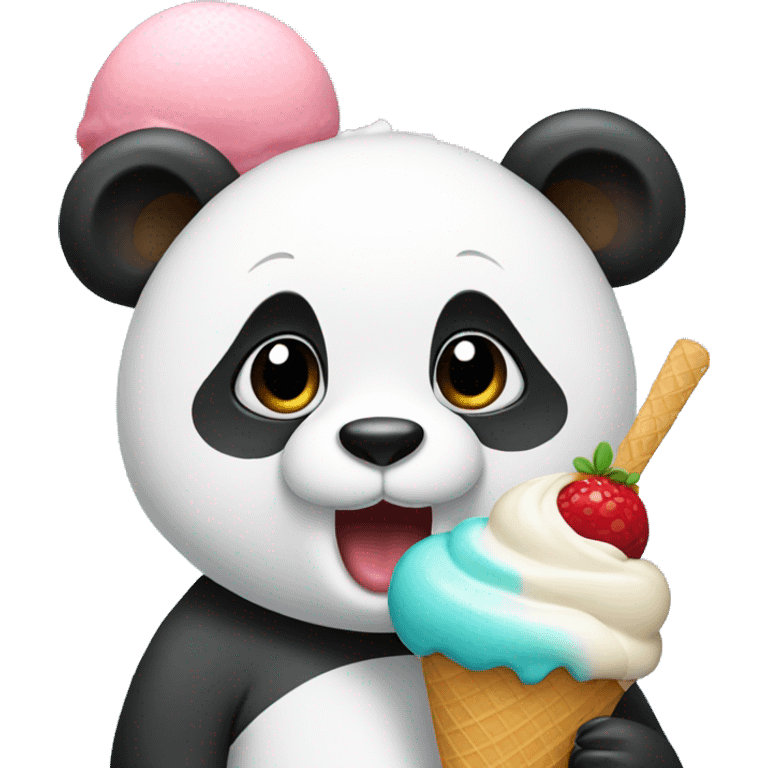 Panda eating ice cream emoji