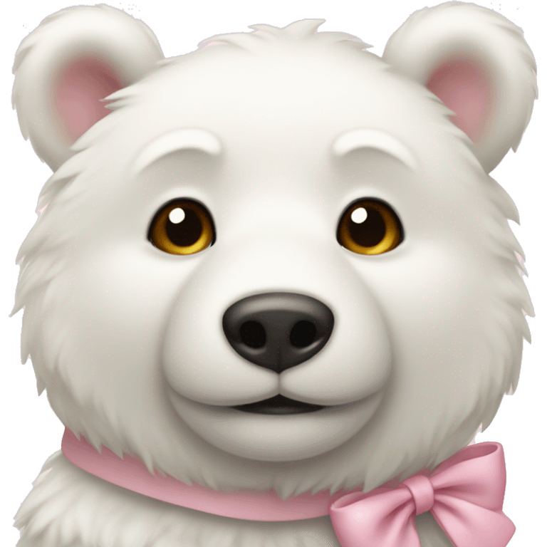 A small white Bear with light pink bow on left ear emoji