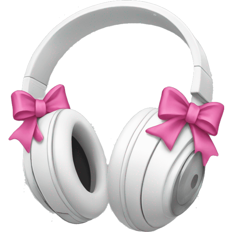 white headphones with 2 pink bows emoji