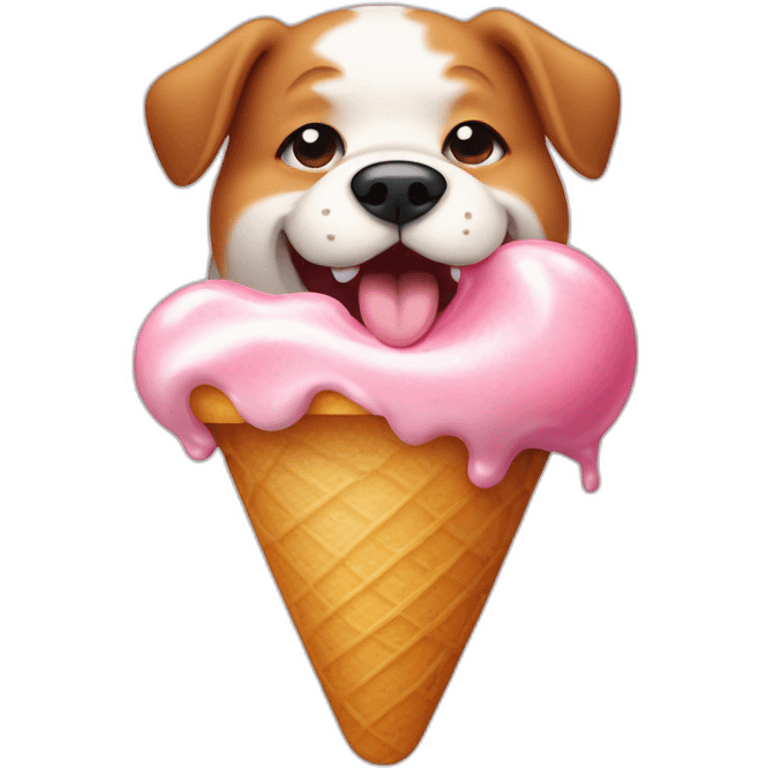 fat dog lick some icecream in form of a paw emoji