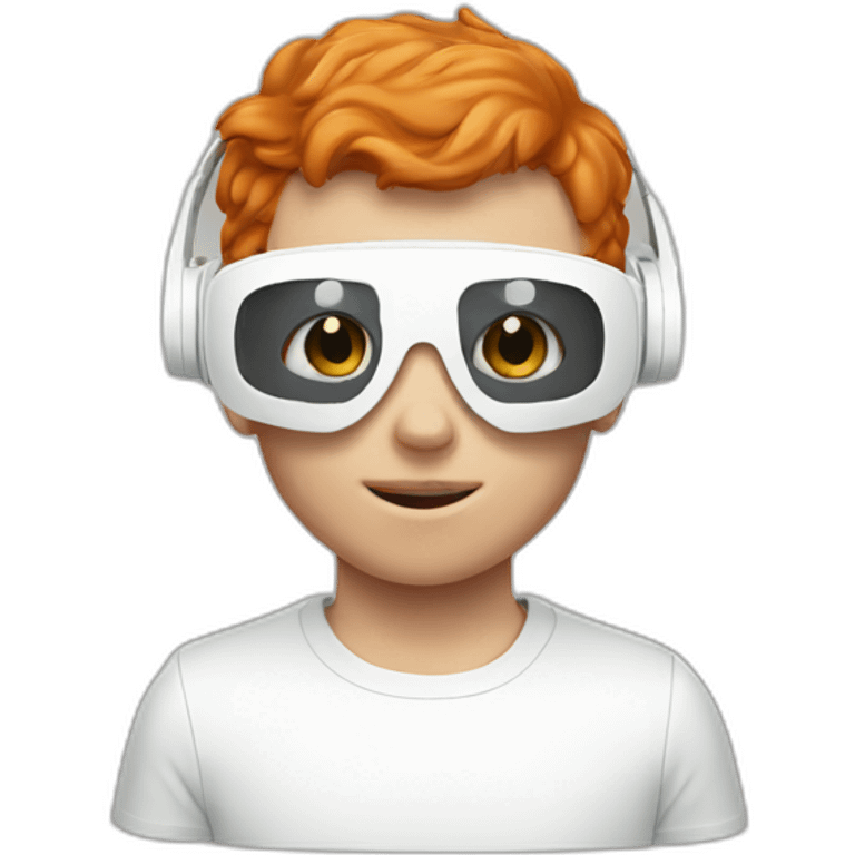 Ginger boy wearing a white vr headset emoji