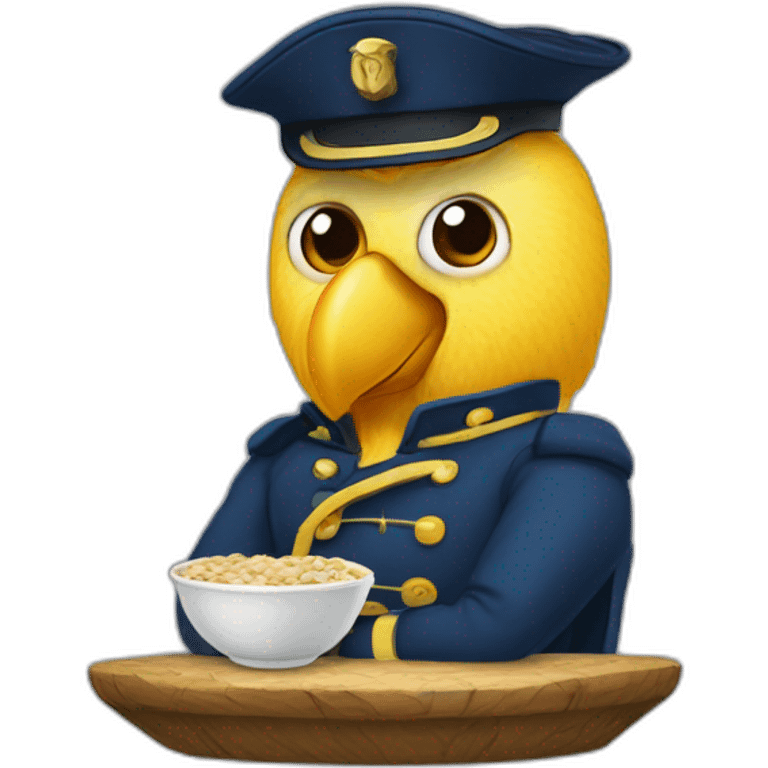 Captain bird's eye contemplating oatmeal emoji