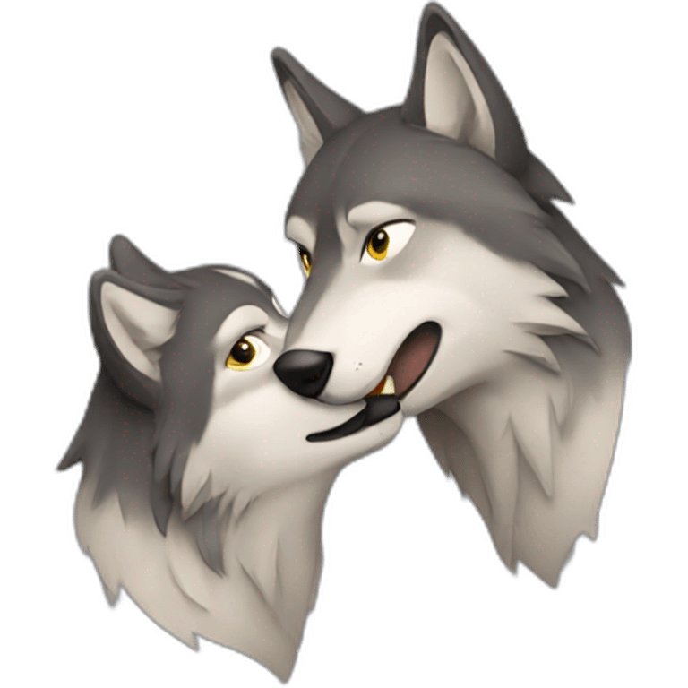 kissing wolf emoji