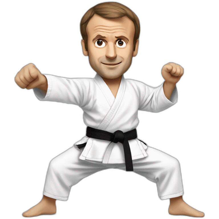 Emmanuel Macron doing karate emoji