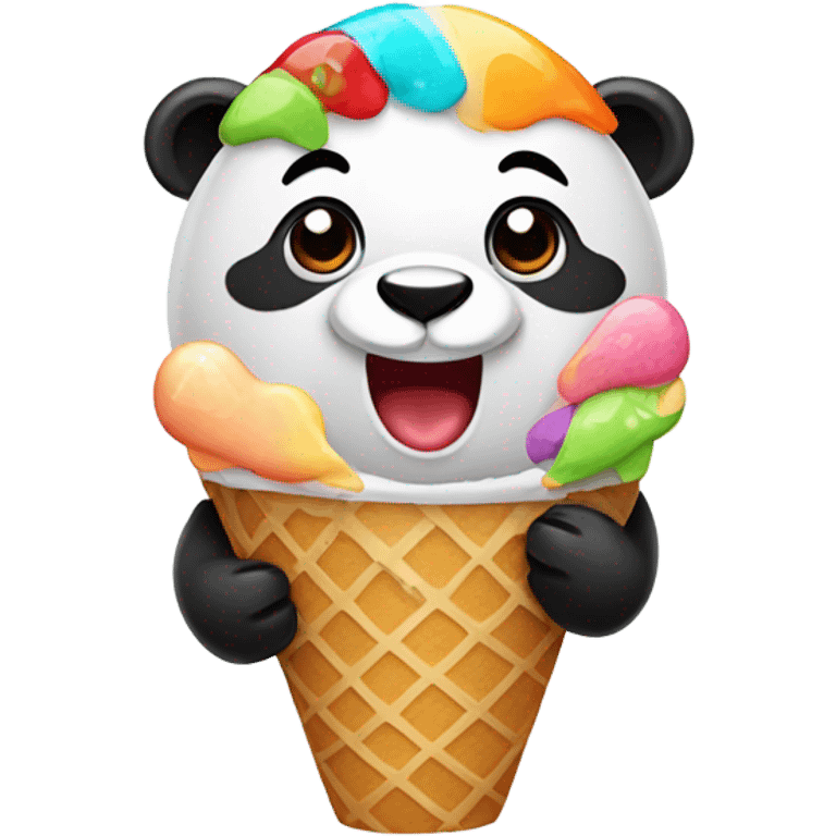 Panda eating ice cream emoji