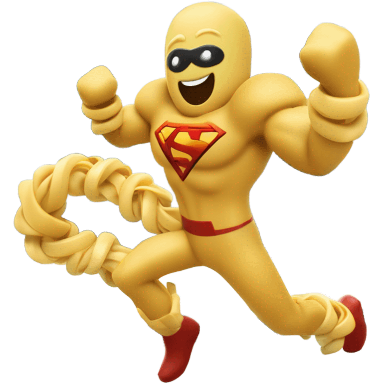 Super hero fusili pasta man saving train emoji