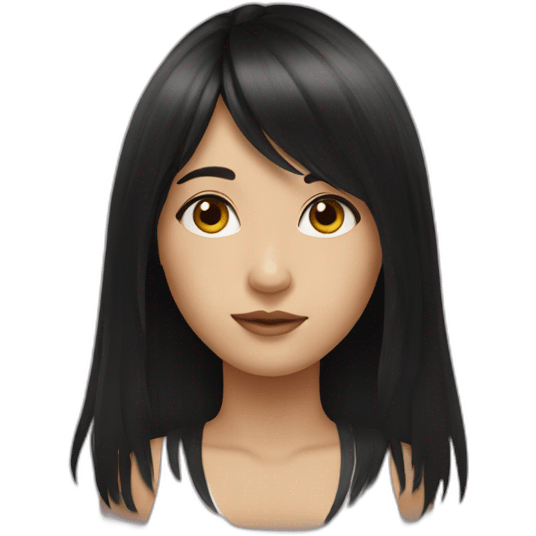 girl with long black hair and fringe emoji