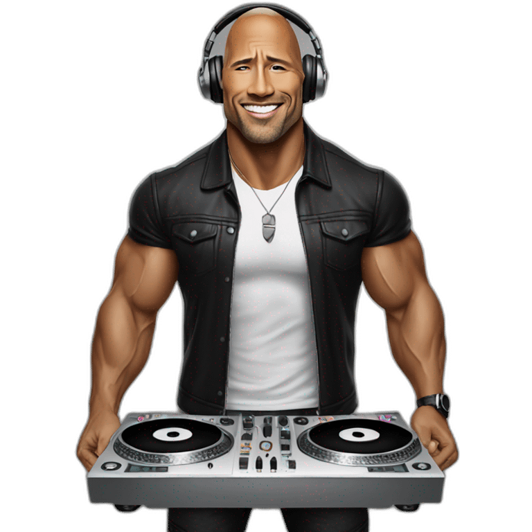 the rock as a DJ emoji