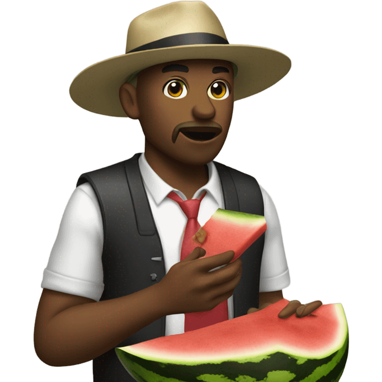 gangster eating watermelon and chicken emoji