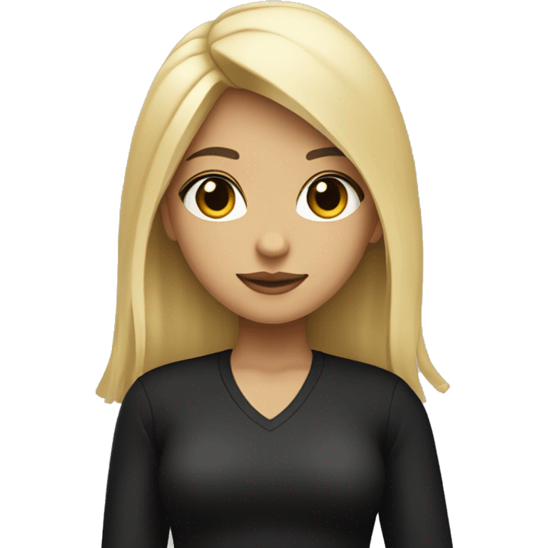 girl with black hair and black clothes with blonde streak of hair on left side emoji