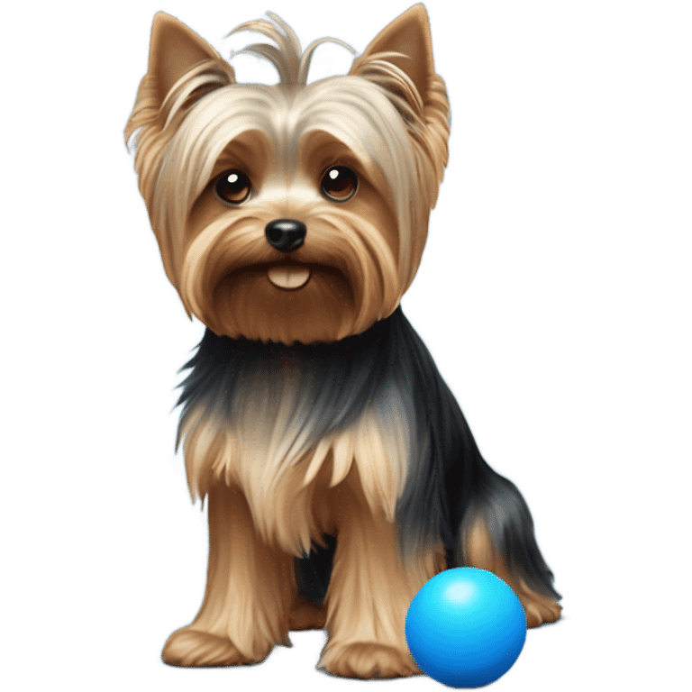 Yorkshire terrier with a blue ball emoji