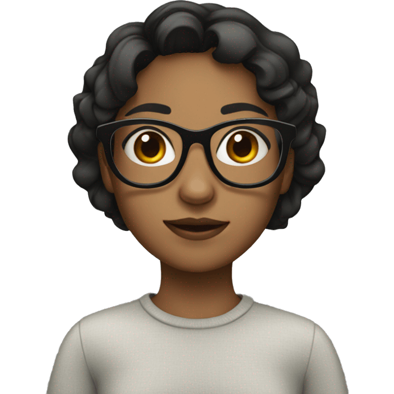 Girl with short dark hair and glasses emoji