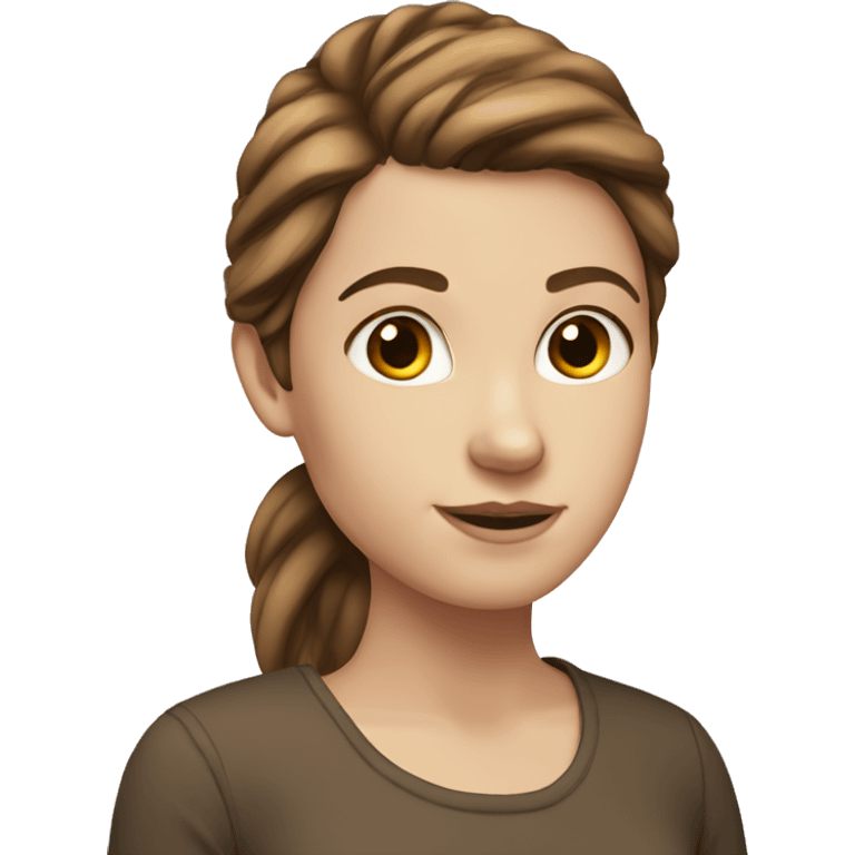 White girl with short brown hair in a half ponytale  emoji