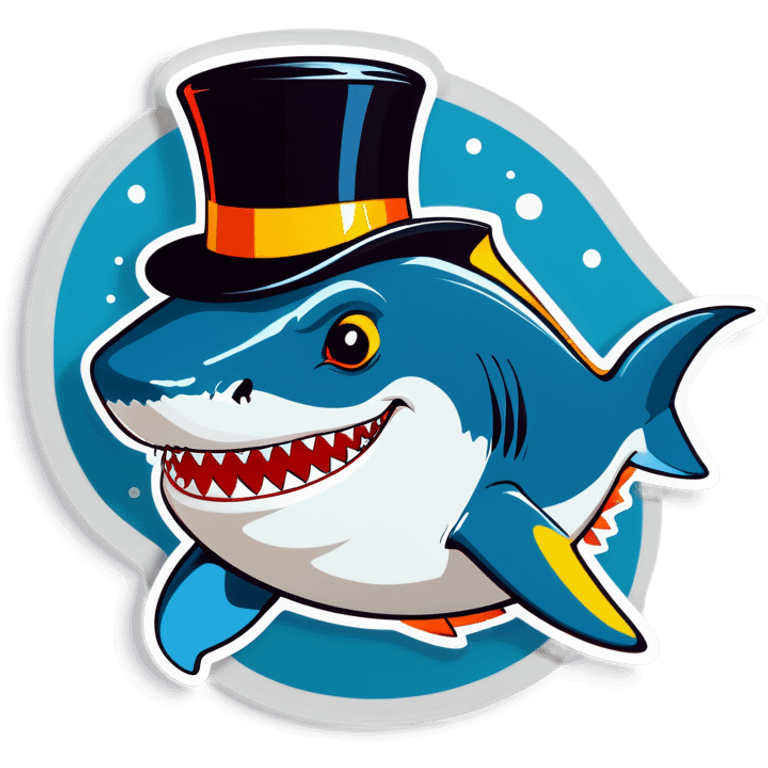 Shark with a top hat emoji