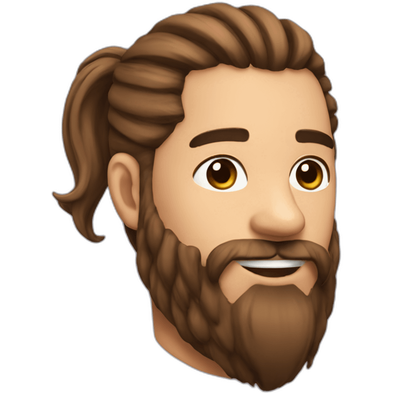 ponytail and beard with brown hair emoji