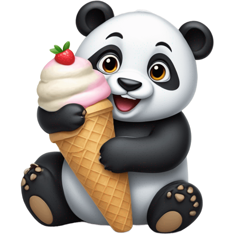 Panda eating ice cream emoji