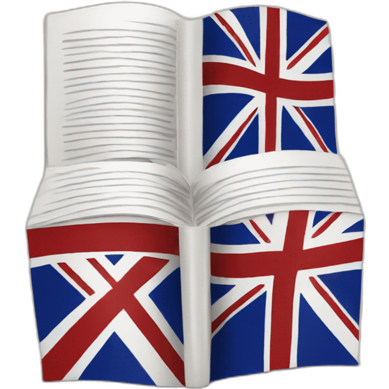 Create a book illustration with a UK flag for an English subject emoji emoji