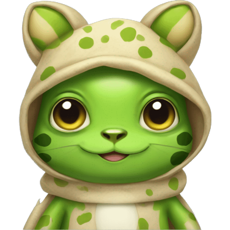 Frog in a cute cat costume emoji