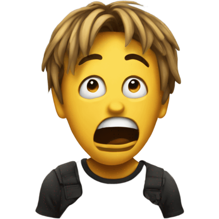 Terrified emoji with hearys emoji