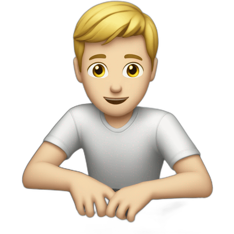 white boy gambling on computer emoji