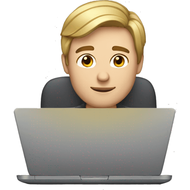 Man with brown hair and blonde highlights working on laptop emoji