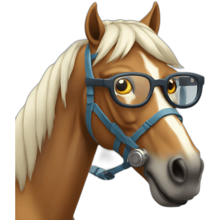 Mechanical horse wearing glasses emoji