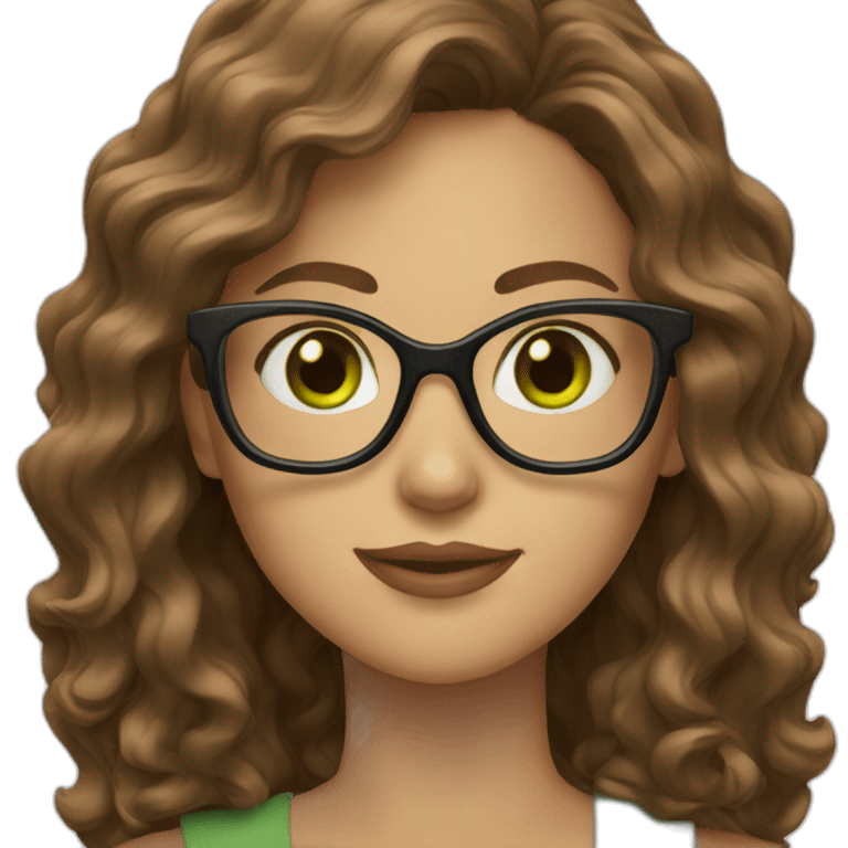 woman-with-wavy-brown-hair-square-glasses-green-eyes emoji