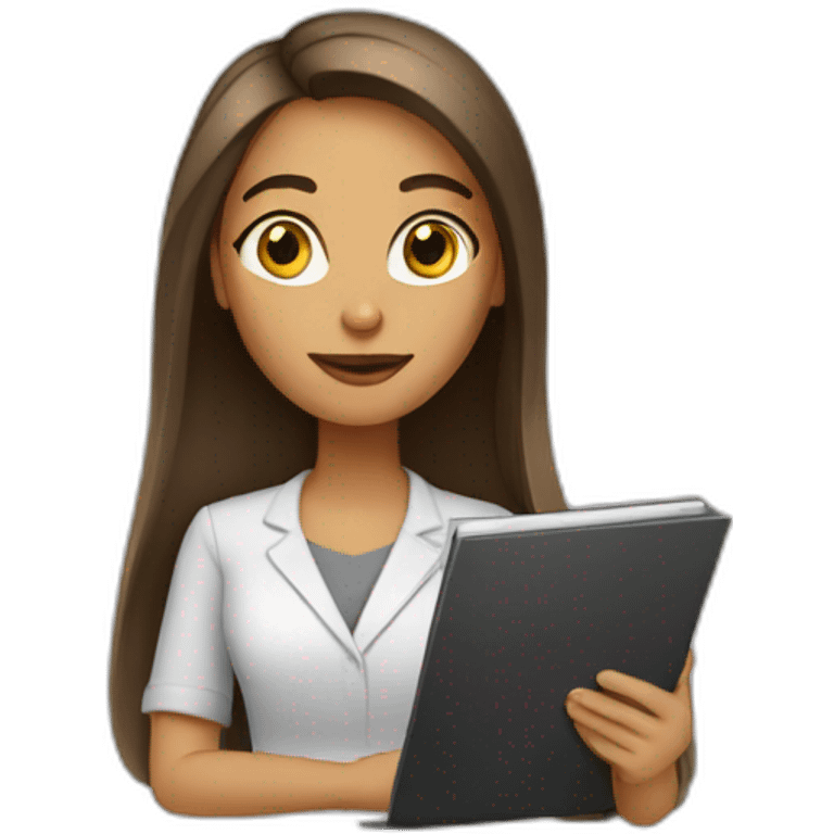 Long brow hair woman with a notebook at work emoji