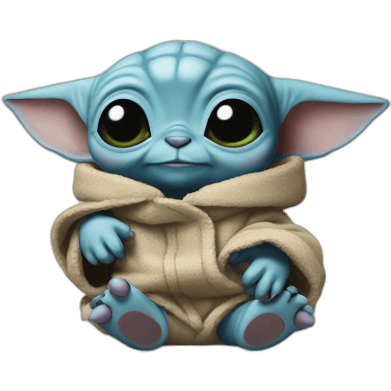 Stitch with baby yoda emoji