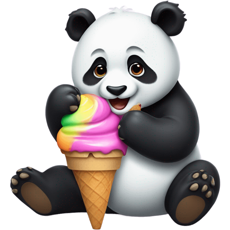 Panda eating ice cream emoji