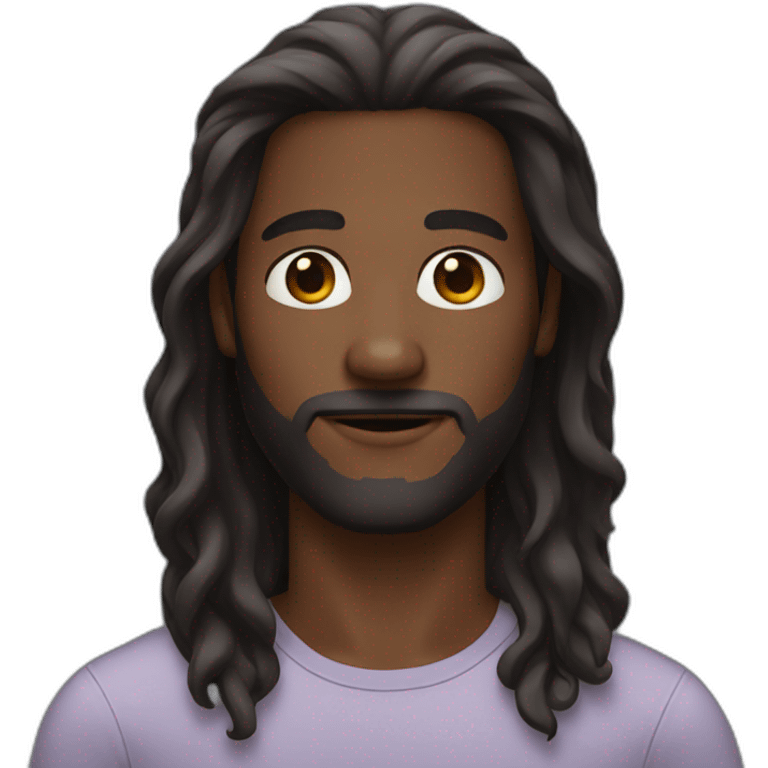 Medium-dark skin man with beard and long hair  emoji