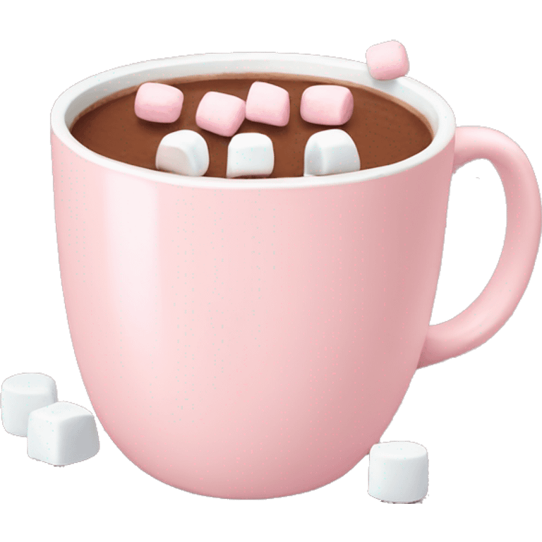 Light Pink mug of hot chocolate with marshmallows  emoji