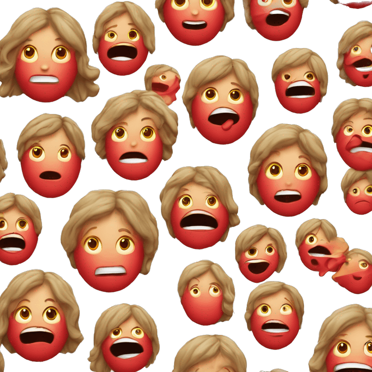 Une personne avec des cheuveux rouge en l’air et avec la langue tiré emoji