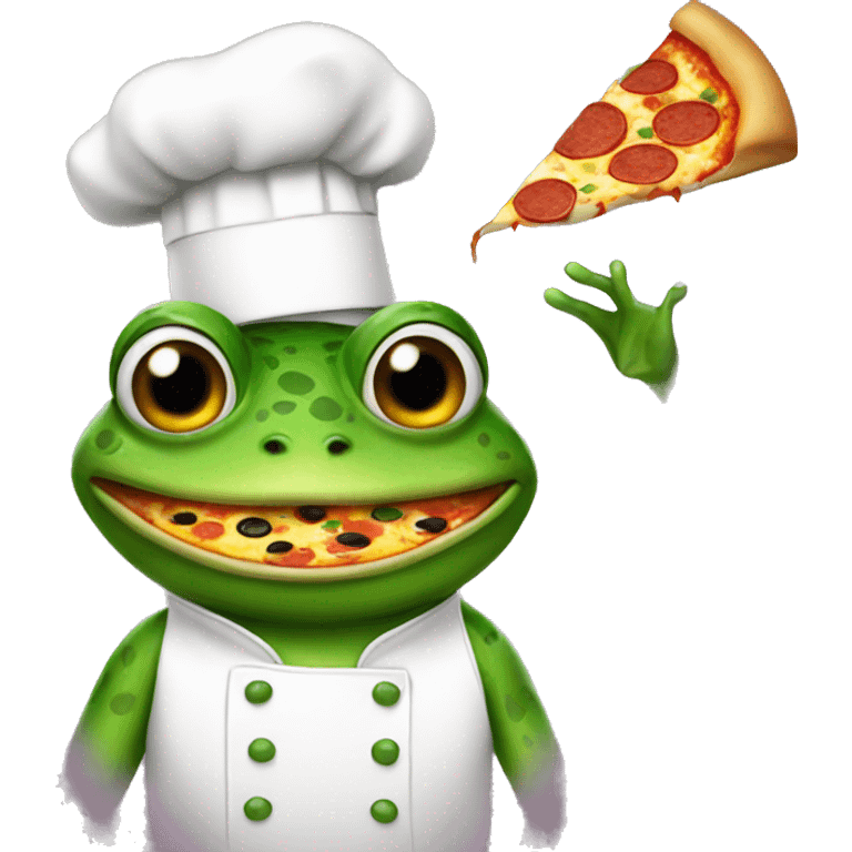 Frog as a pizza chef emoji