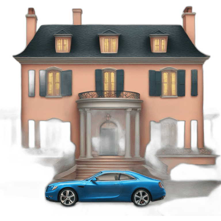 a mansion with a car emoji