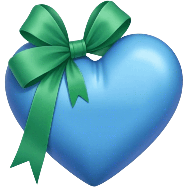 a blue heart wrapped by a green bow emoji