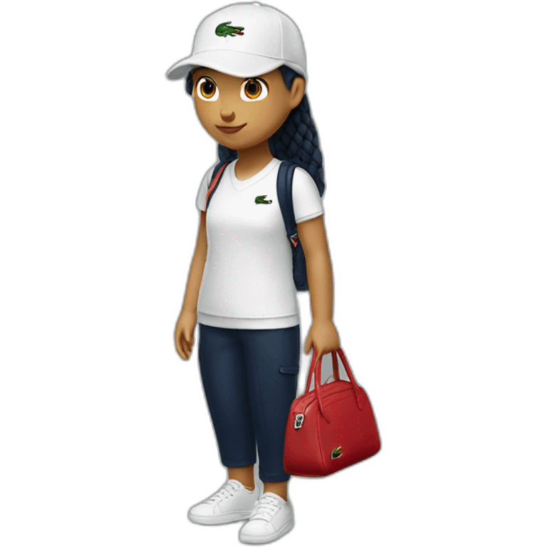 Lacoste bag girl with black lacoste cap emoji