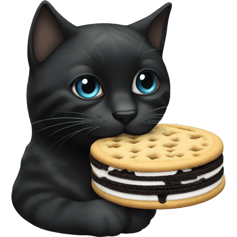 Black cat eating Oreo emoji