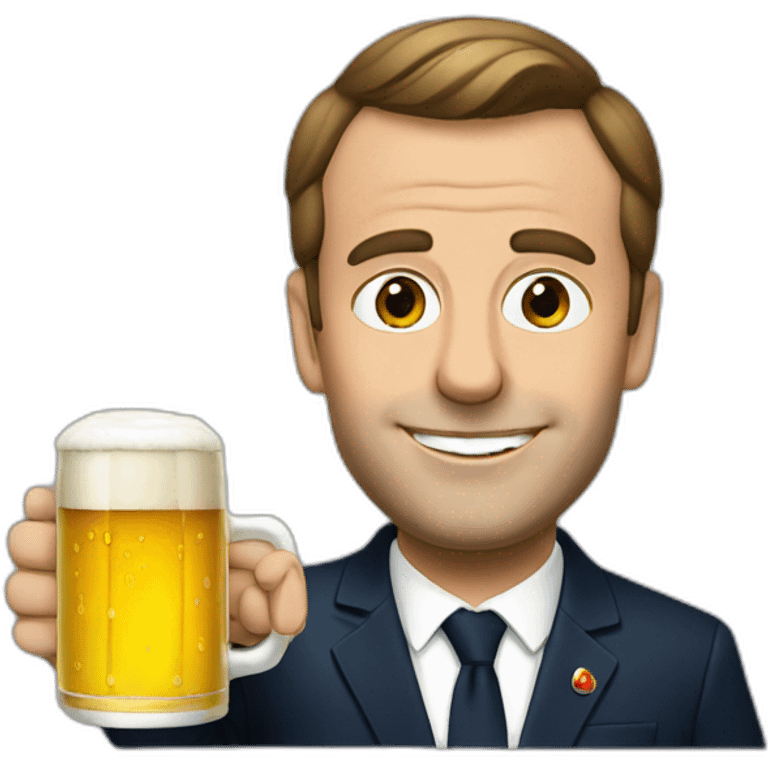 macron with a beer emoji