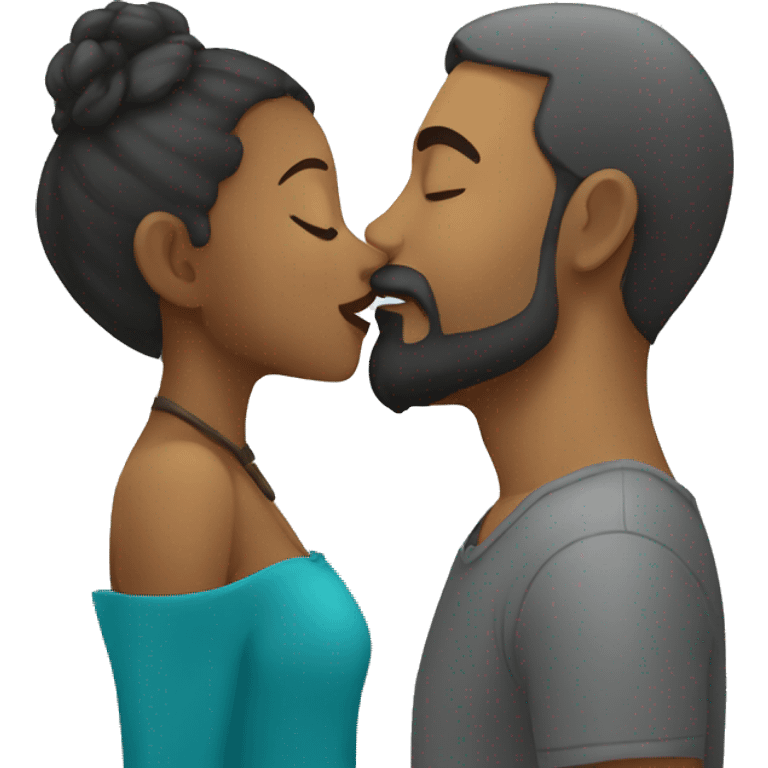  Grey Goatee beard man kisses Caribbean girl emoji