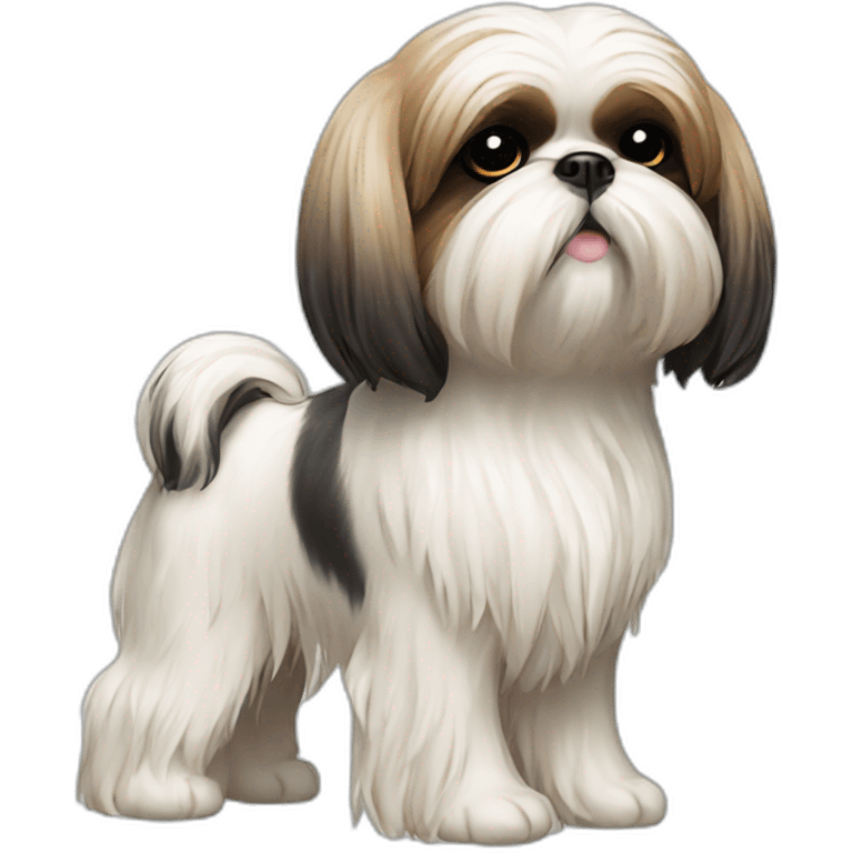 Dog Shih Tzu with long wool full-height stand up emoji