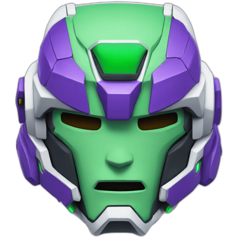 purple and green gundam mecha face emoji