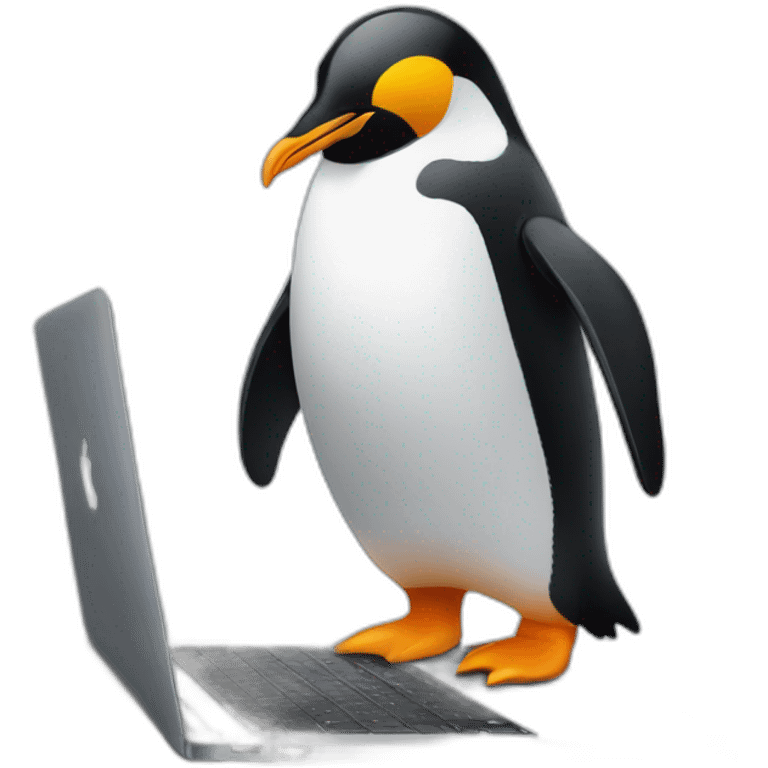 penguin with macbook emoji