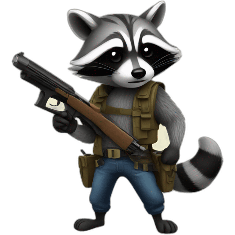 Raccoon with a gun emoji