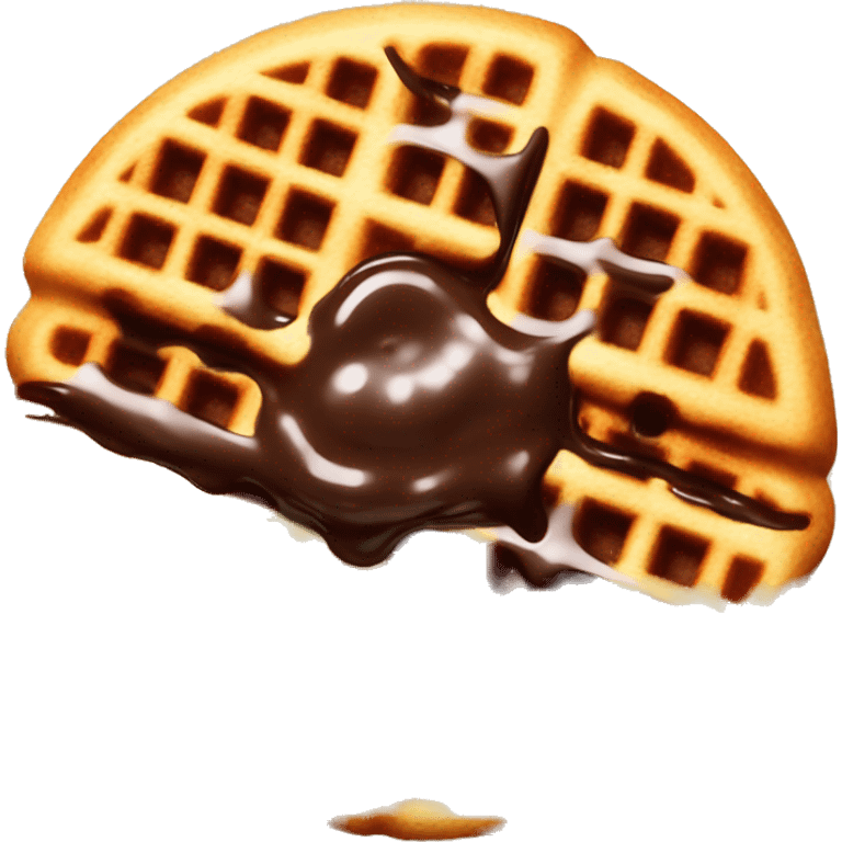 Waffle with chocolate sauce on top  emoji