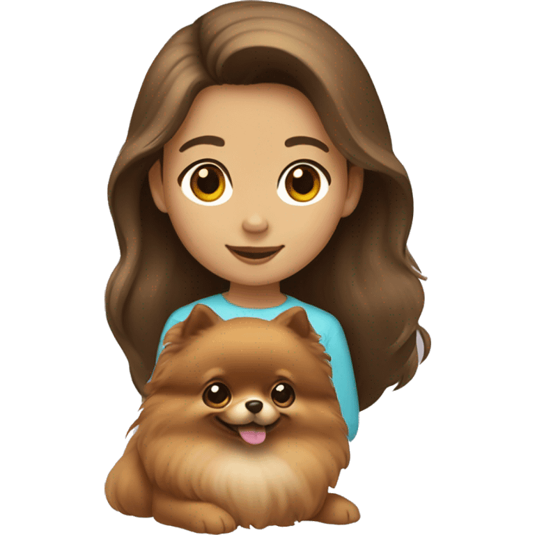 Girl with brown hair and write color  Pomeranian  emoji