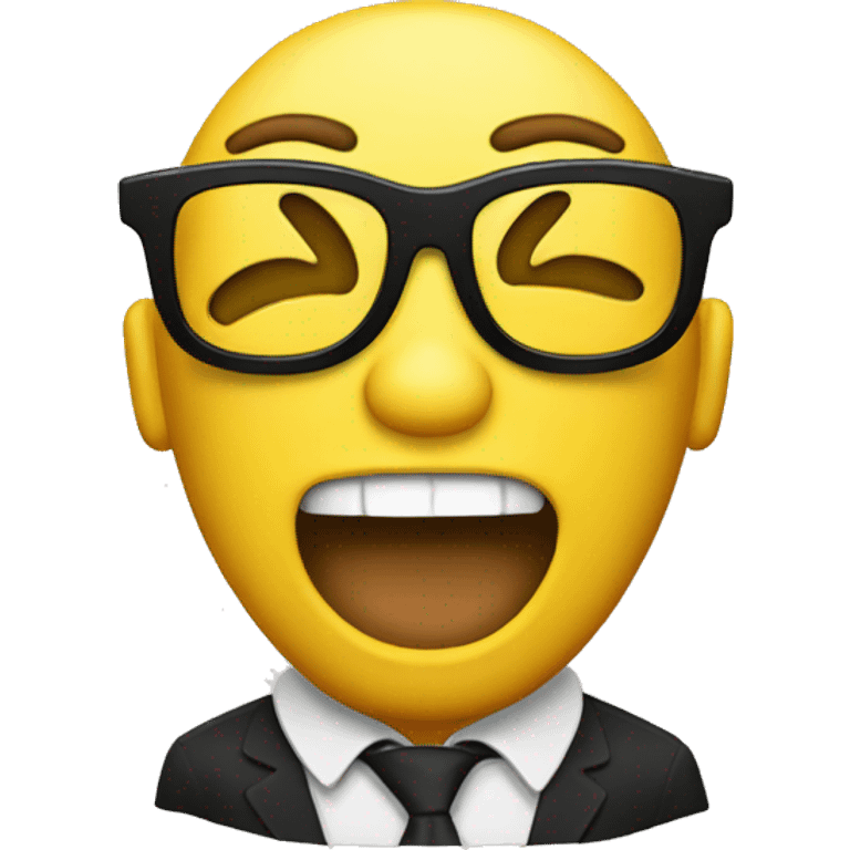 yellow smiley emoji with buck teeth, freckles, wearing black glases emoji